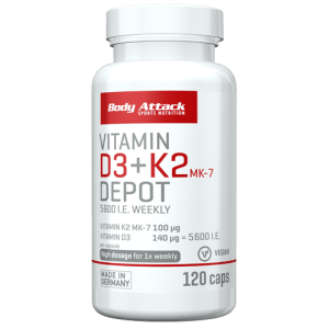 BODY ATTACK Vitamin D3+K2 Depot 120 Caps