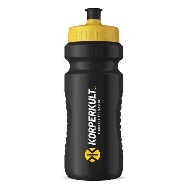 K&Ouml;RPERKULT Trinkflasche 600ml schwarz gelb