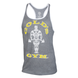 GOLDS GYM Stringer Tank Top Joe contrast grey white